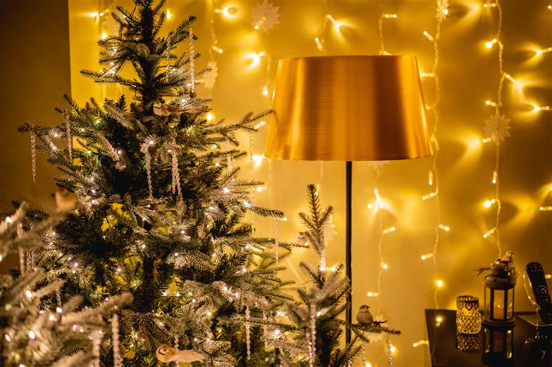 christmas tree in hotel room